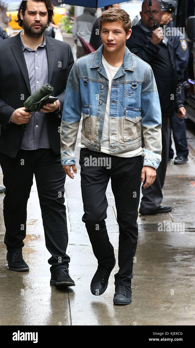 NEW YORK, NY MAY 24 Tye Sheridan is seen on the set of 'Good Morning