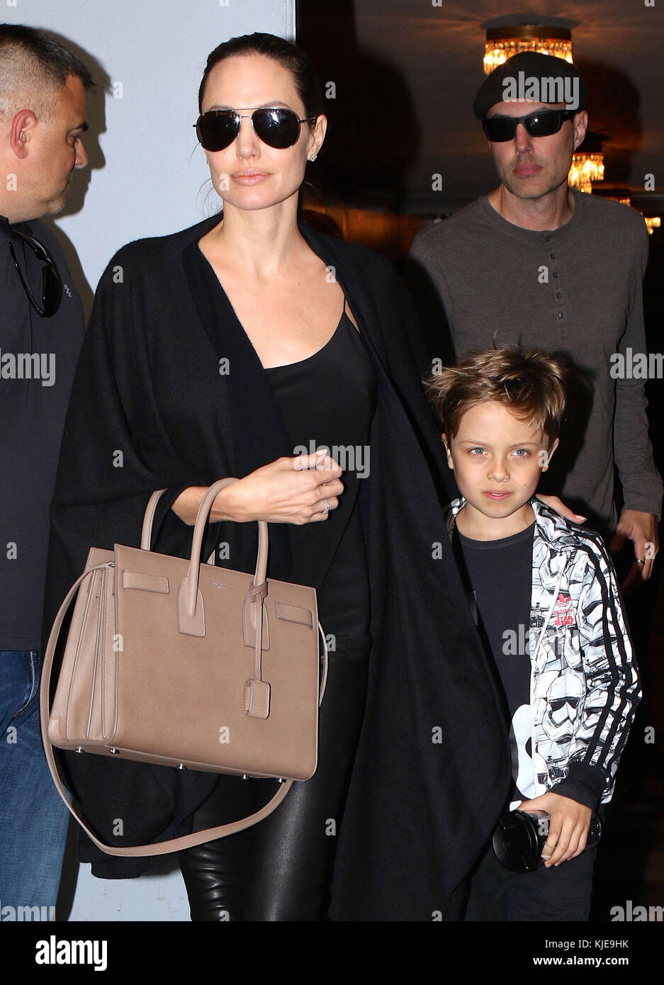NEW YORK, NY - JUNE 19: Angelina Jolie and her son Knox Leon Jolie-Pitt and  brother
