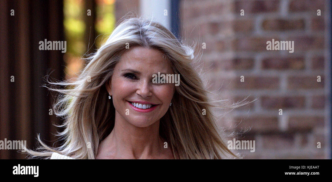 NEW YORK, NY - JUNE14: Model Christie Brinkley looks amazing in stripes in Tribeca on June 14, 2016 in New York City. People: Christie Brinkley Stock Photo