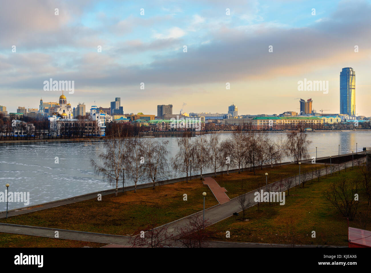 view-of-iset-river-embankment-on-sunset-yekaterinburg-the-urals