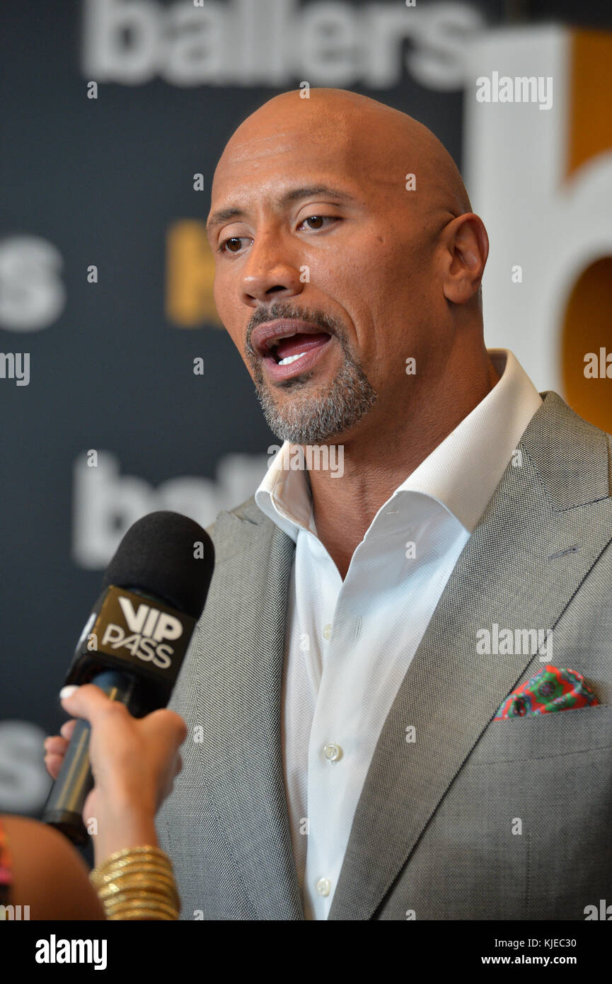 MIAMI BEACH, FL - JULY 14: Dwayne Johnson attends the HBO Ballers