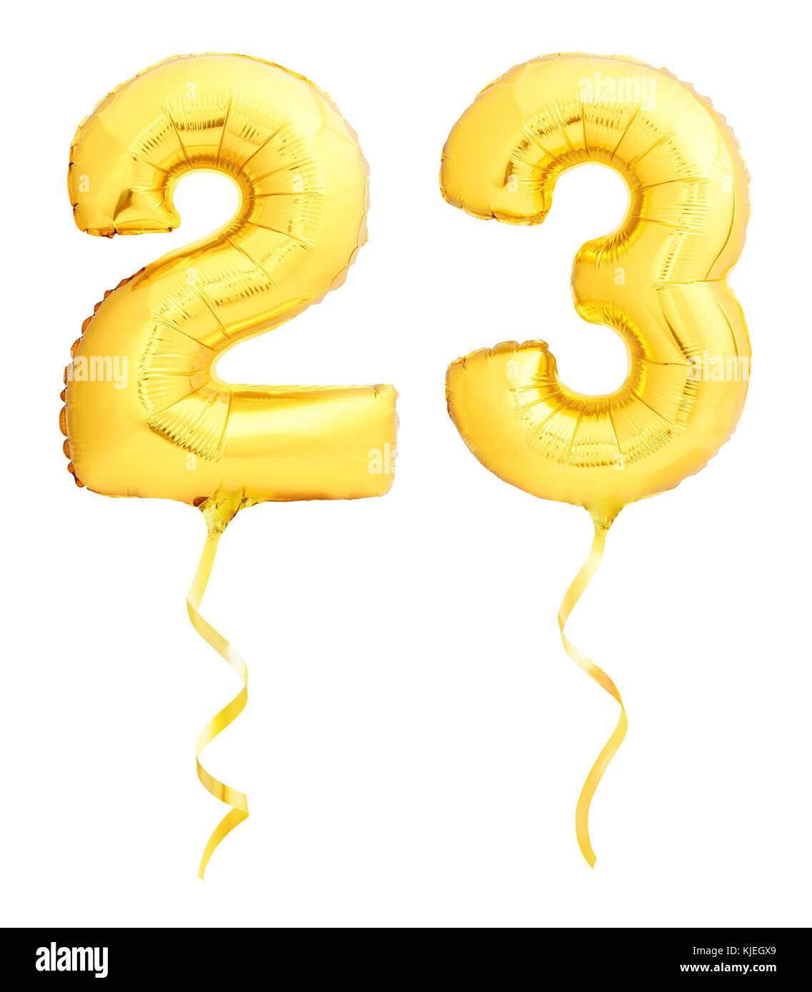 boksen Kapitein Brie vee Golden number 23 twenty three made of inflatable balloon with golden ribbon  isolated on white background Stock Photo - Alamy