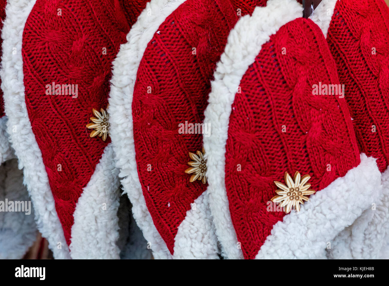 Traditional red woolen slippers. Souvenir of Trentino Alto Adige, South  Tyrol, Northern Italy Stock Photo - Alamy