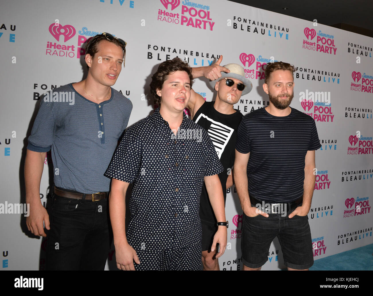 MIAMI BEACH, FL - MAY 21: Mark Falgren, Lukas Graham Forchhammer, Magnus Larsson and Kasper Daugaard attends 2016 iHeartRadio Summer Pool Party at Fountainbleau Miami Beach on May 21, 2016 in Miami Beach, Florida   People:  Mark Falgren, Lukas Graham Forchhammer, Magnus Larsson and Kasper Daugaard Stock Photo