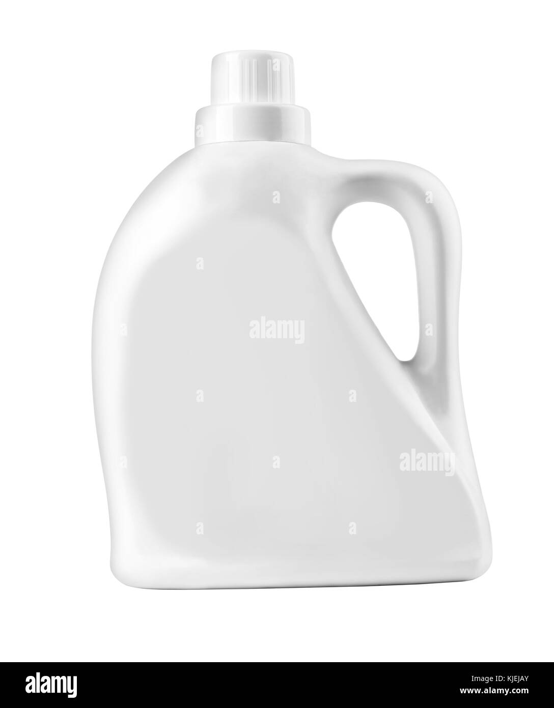 White plastic bottle for liquid laundry detergent, cleaning agent, bleach or fabric softener.with clipping path Stock Photo