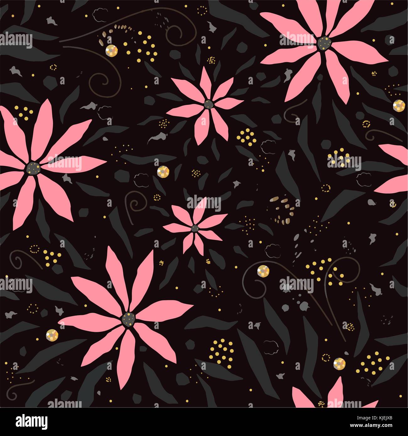 Hand Drawn Seamless Pattern with Pink Flowers. Great for wedding cards ...