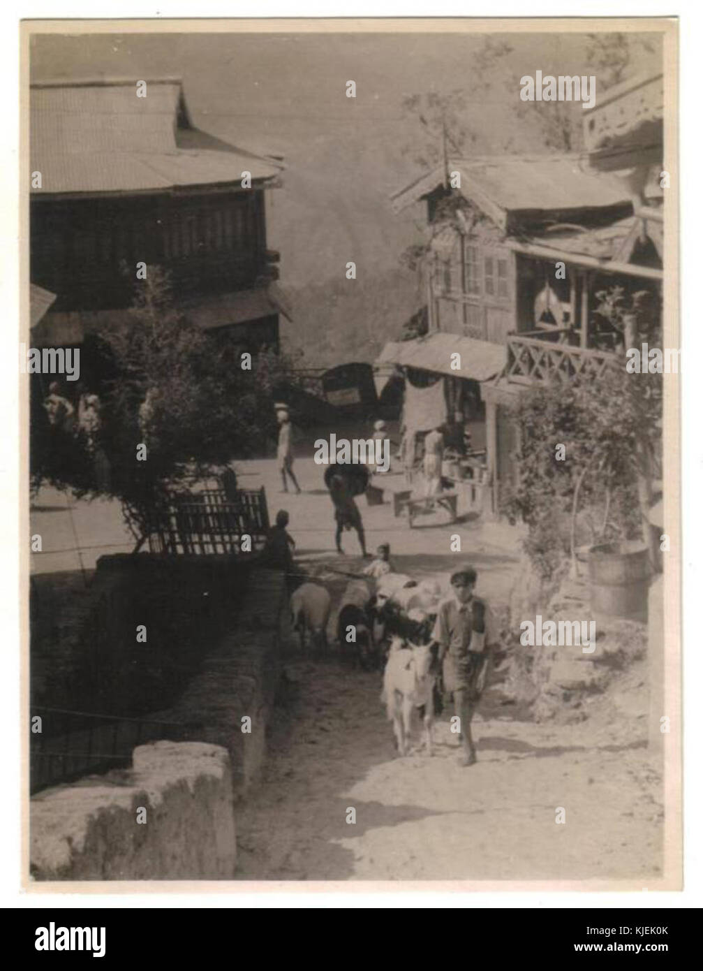 Entrance to Ranikhet Bazaar in 1946 Stock Photo