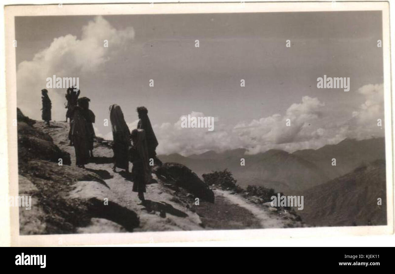 Women going through a hill path in Ranikhet in 1946 Stock Photo