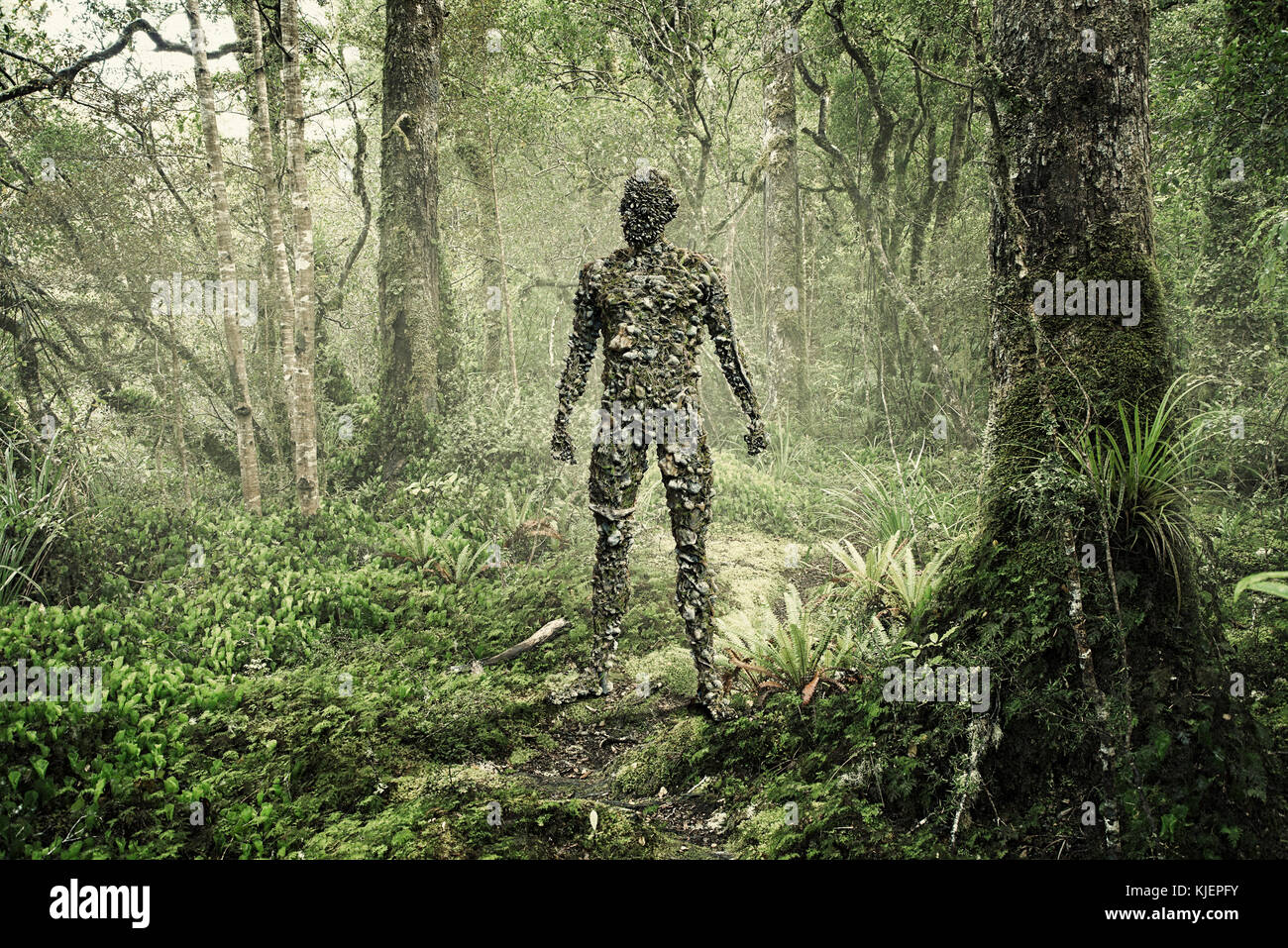 Man covered with rocks in forest Stock Photo - Alamy
