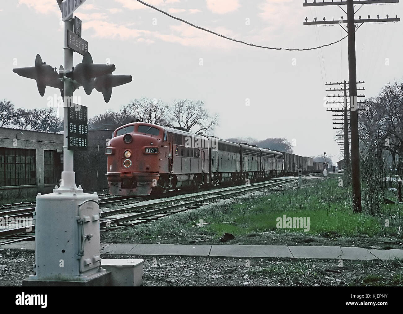 CGW 107C (F3A) 2nd Ave, Maywood, IL in April 1965 (21818676394) Stock Photo