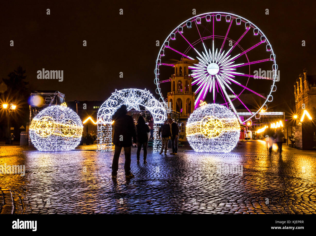 Annual traditional Christmas fair on Targ Weglowy (Coal Market) in center of Gdansk city, Poland Stock Photo