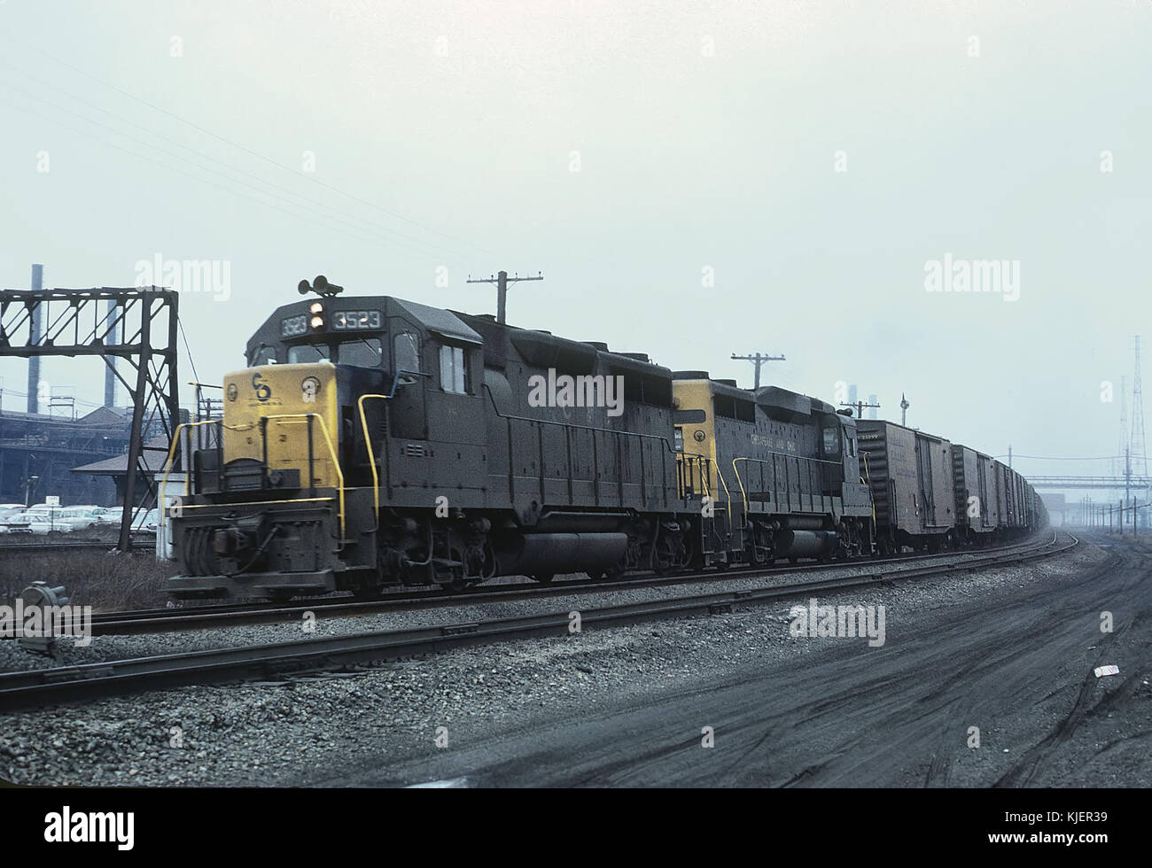 Chesapeake and Ohio Railway 3523 (GP35) with a GP30 in January, 1965 (22293187929) Stock Photo