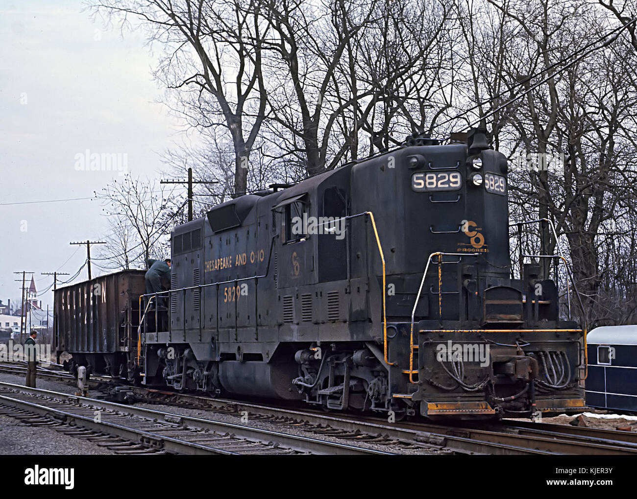 Chesapeake and Ohio Railway 5826 (GP7) at Union Station, Charlottesville, VA on March 8, 1969 (22466624332) Stock Photo