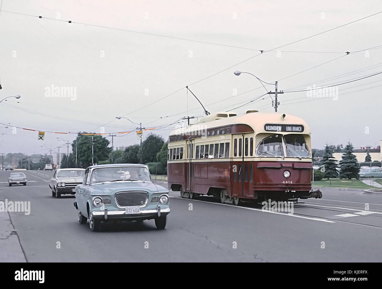TTC 4414 (PCC) a HUMBER LONG BRANCH car on Lakeshore Blvd. Mimico, ONT