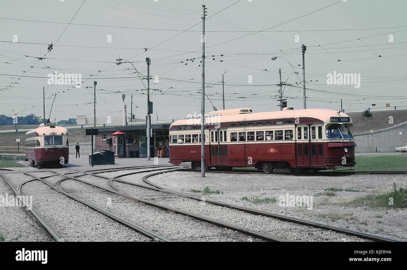 TTC 4393 (PCC) NEVILLE QUEEN car plus 4448 a LONG BRANCH LONG BRANCH car on  the Humber Loop in Toronto, ONT July 3, 1966 (22620707265 Stock Photo -  Alamy