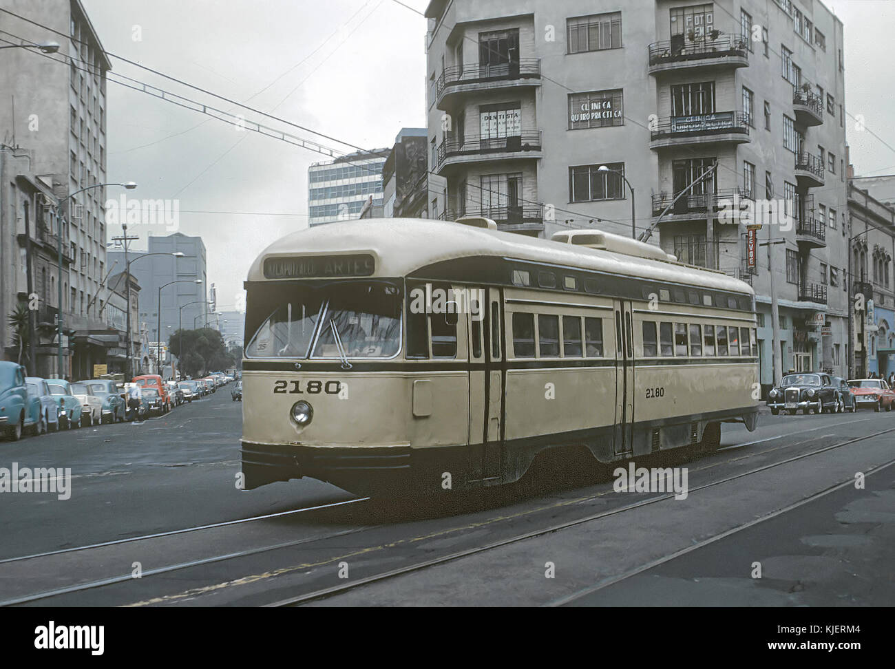 STE 2180 (PCC) a AZCAPOTZALCO ARTES car on Artes near Villarte, Mexico City, D.F, Mexico on September 8, 1966 (22436748520) Stock Photo