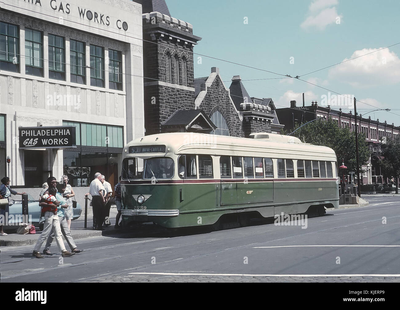 PTC 2559 (PCC) a  53 WAYNE   CARPENTER on Erie Ave. near GermAntown Ave. in Philadelphia in September 2, 1965 (22690648805) Stock Photo