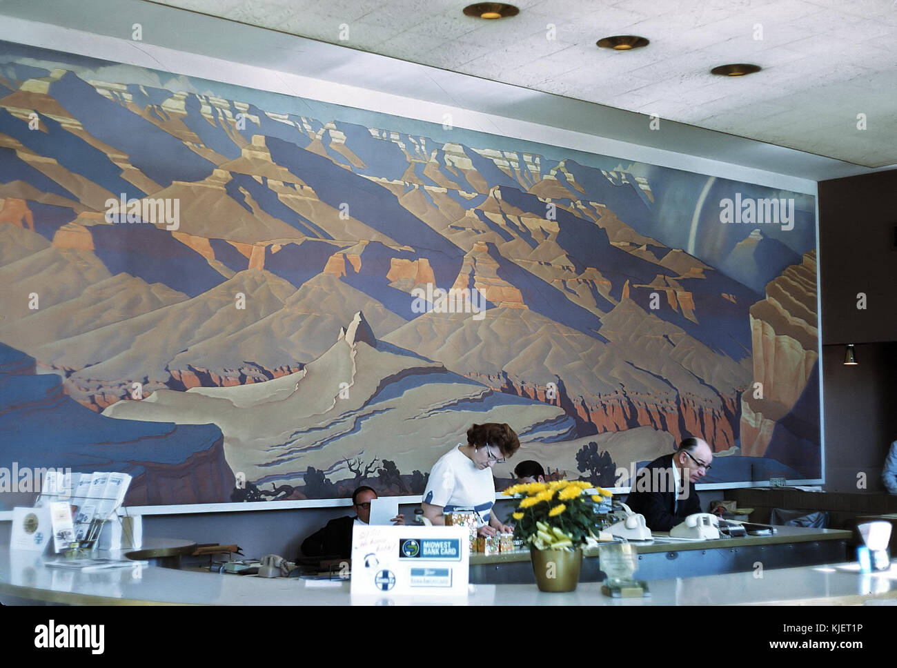 ATSF interior of Travel Center showing Grand Canyon mural, Chicago, Illinois on June 13, 1968 (22535997330) Stock Photo