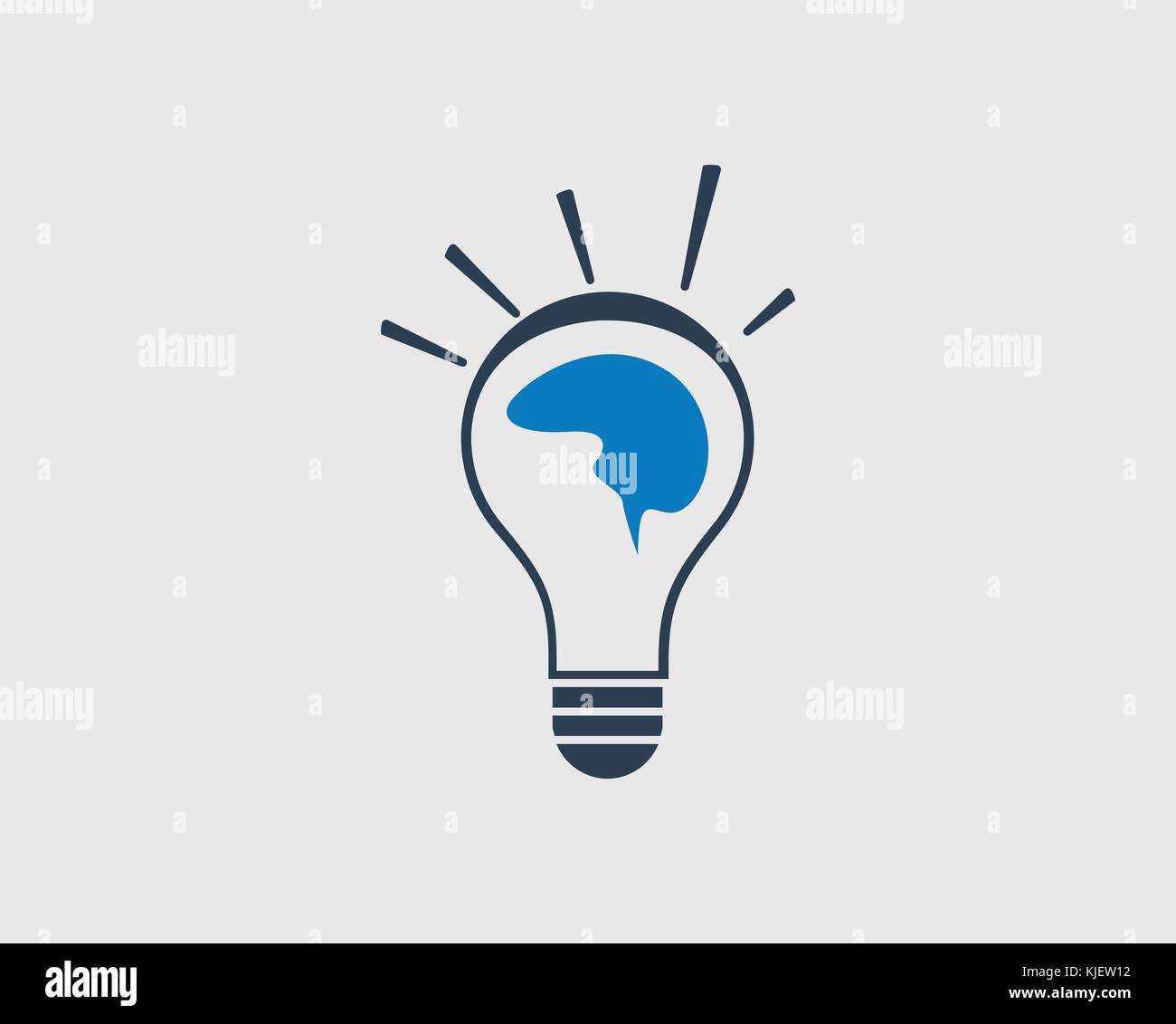 Creative Idea Icon. Human brain on Light bulb Stock Vector Image & Art ...