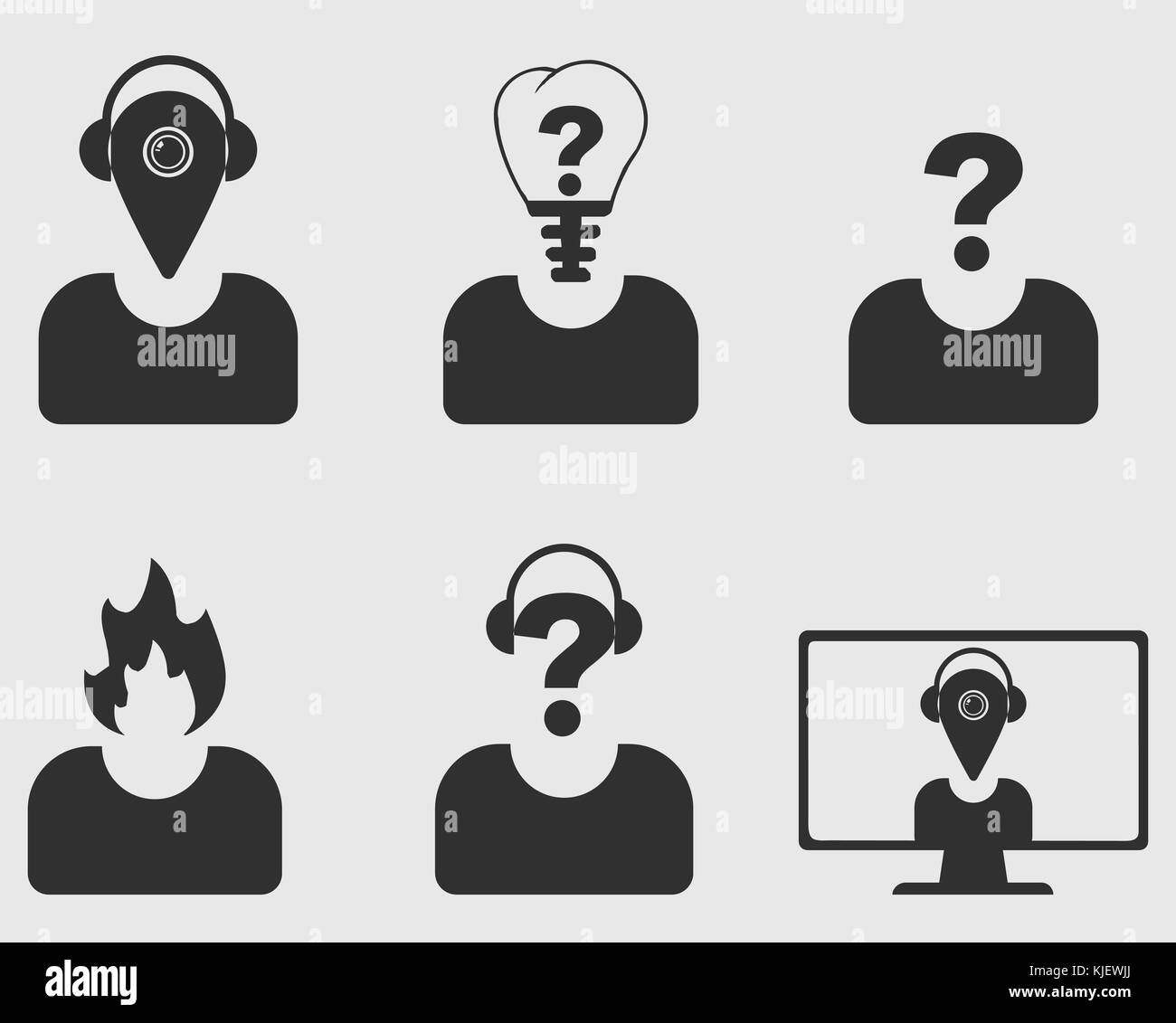 Creative Profile Icon Set. Location, Fire, Question sign and Bulb used ...