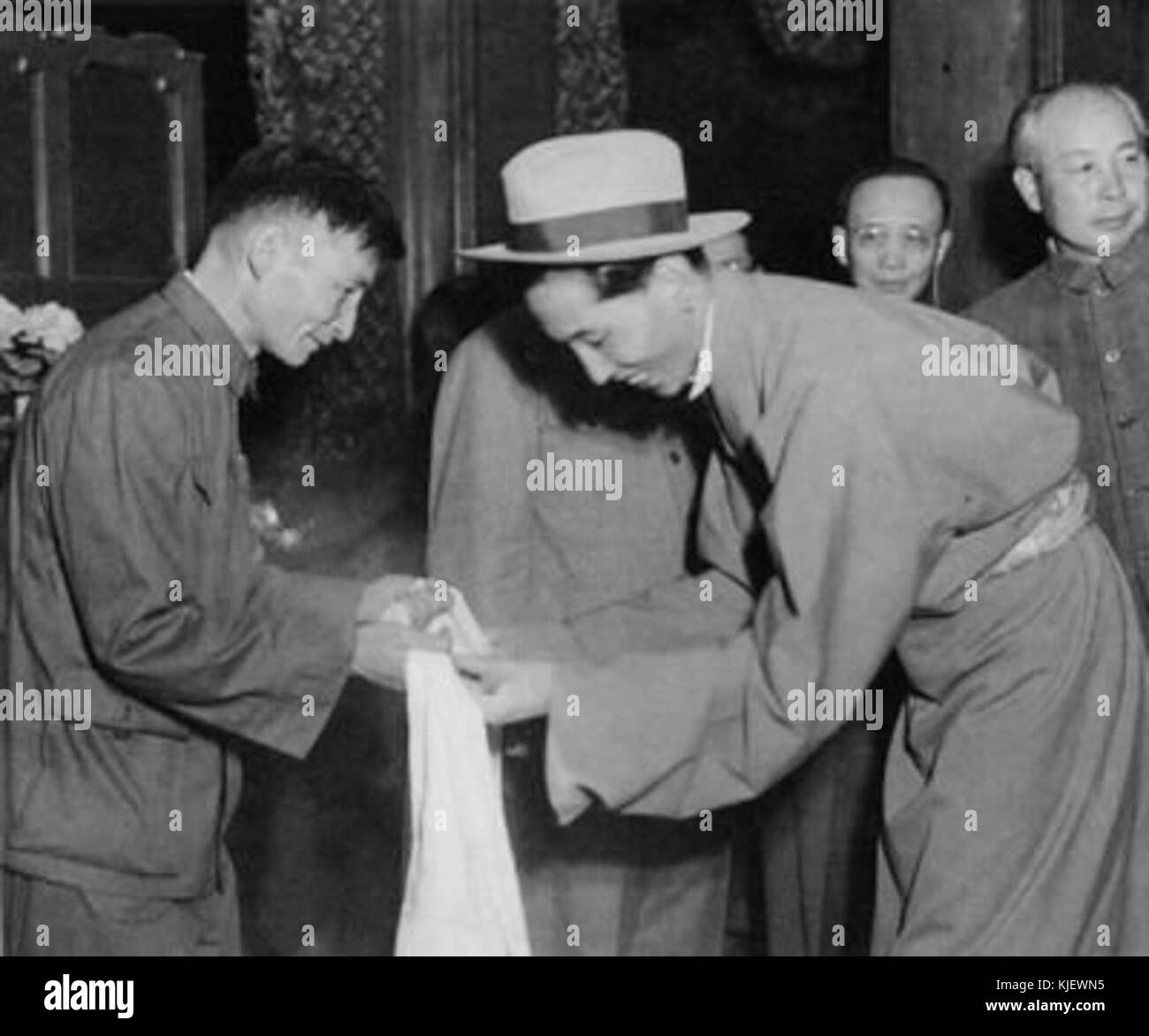 Ngabo and Chen Yun, two prominent figures in Chinese politics, known for their contributions during the 20th century in the People's Republic of China. Stock Photo