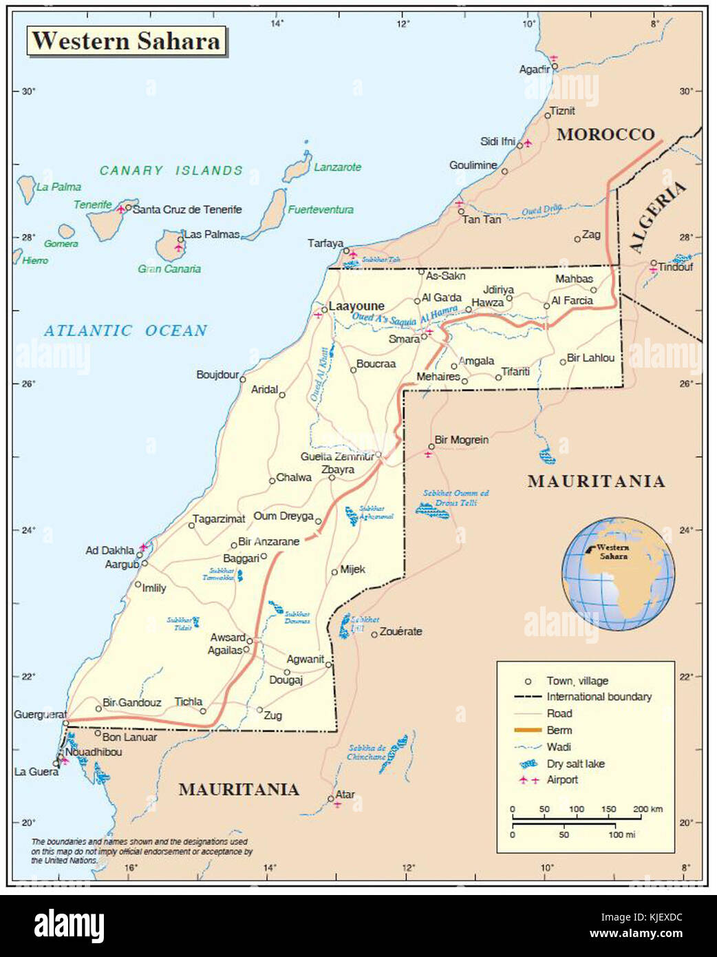 Western Sahara map 2012 Stock Photo