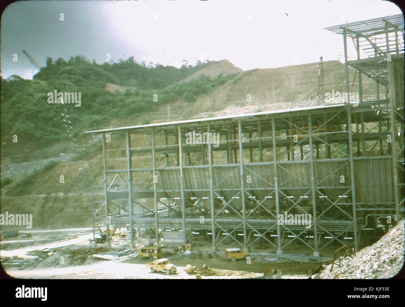Copper ore concentrator undergoing construction. Mill building. 2 c. 1971 Stock Photo