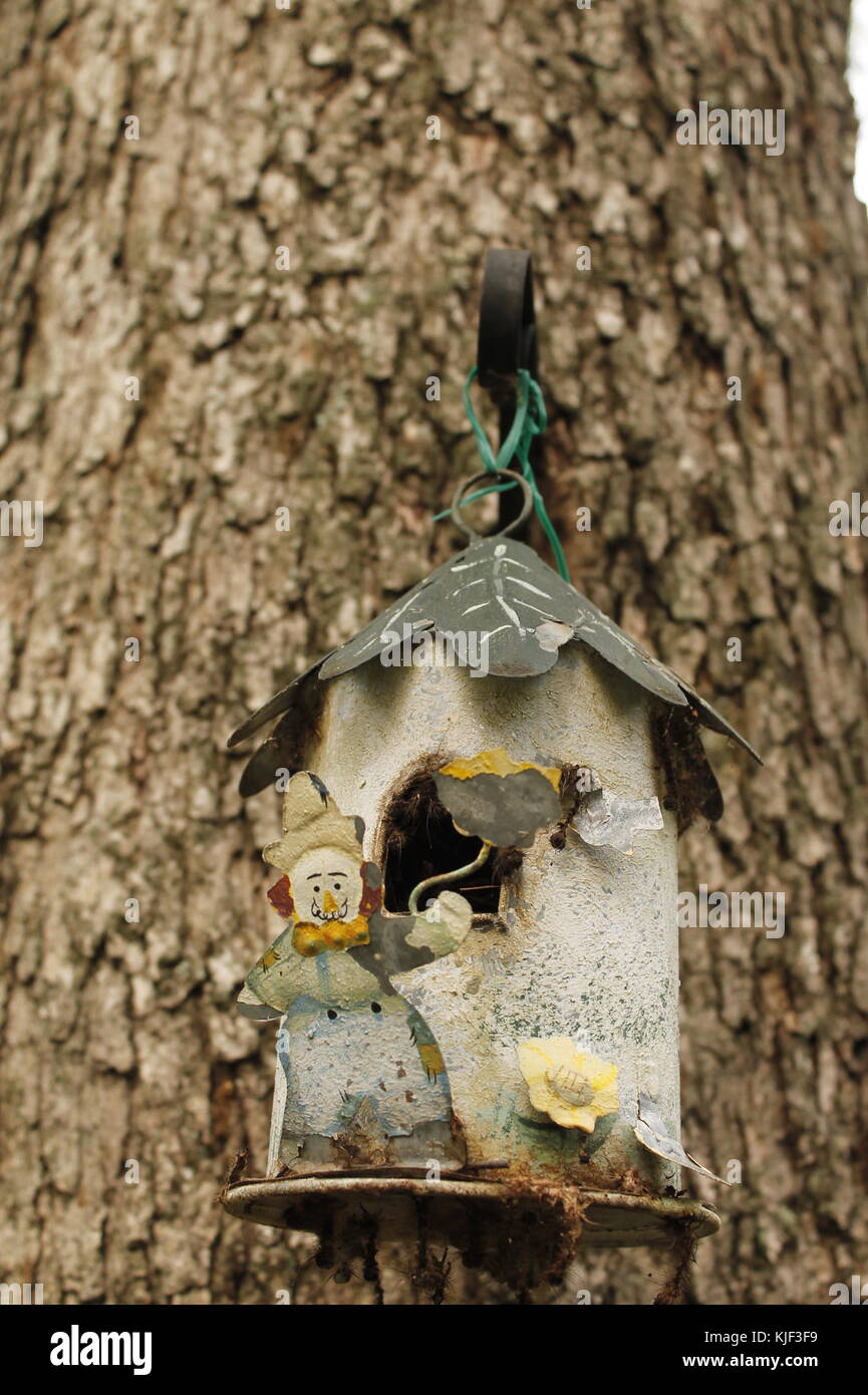 a birdhouse attached to a tree Stock Photo Alamy