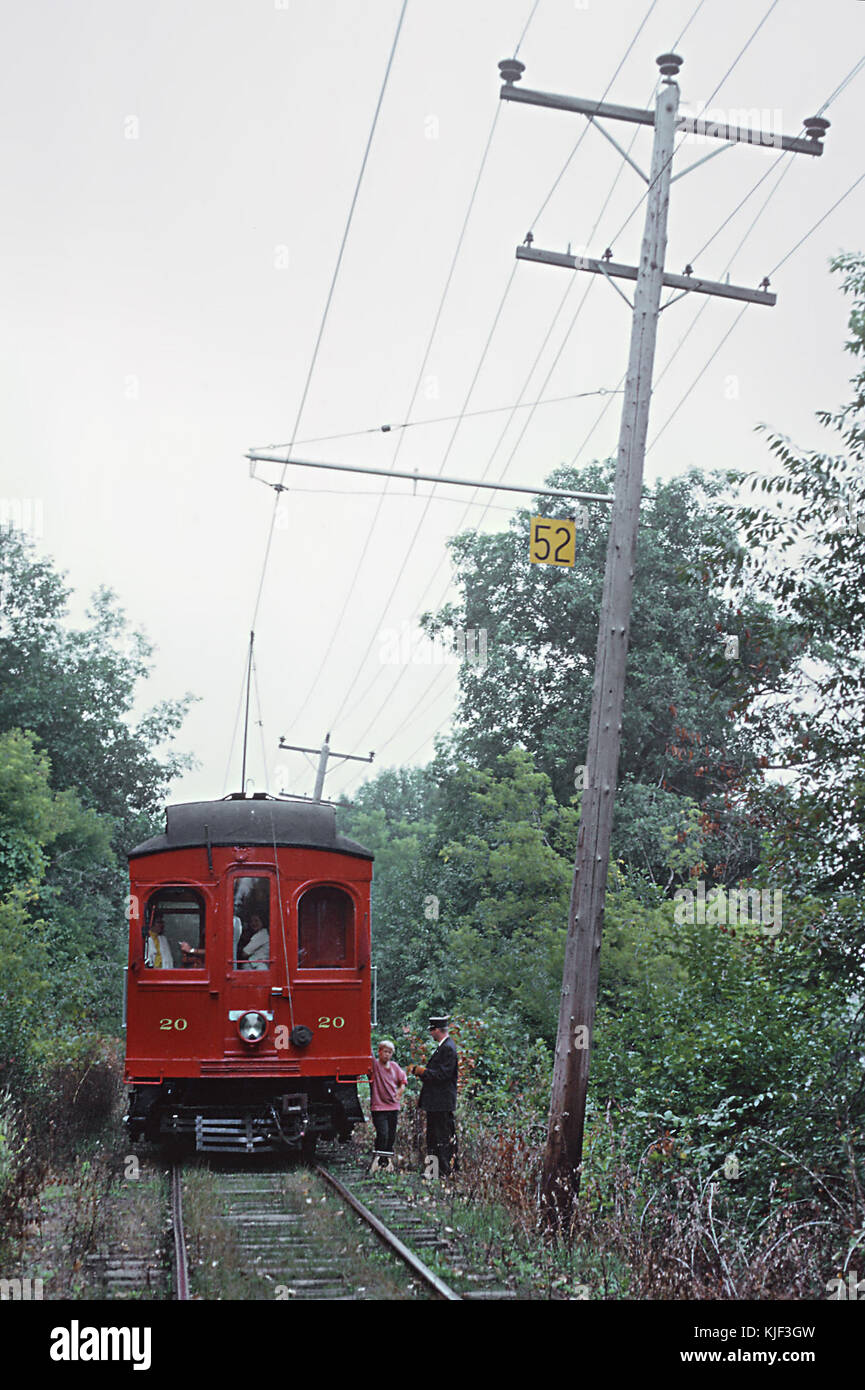 CA&E 20 at the Fox River Trolley Museum on ex Aurora, Elgin and Fox
