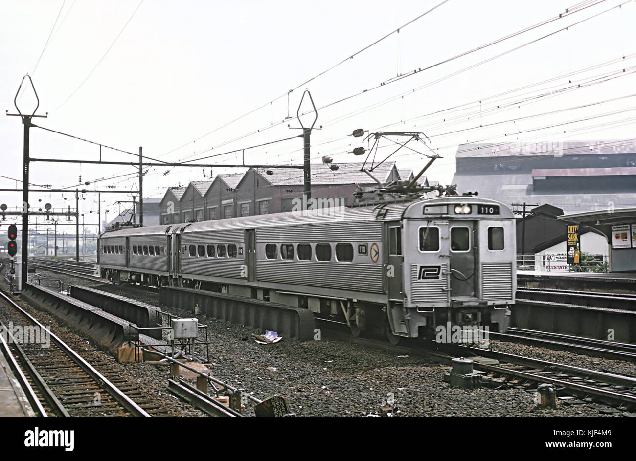 Penn Central Jersey Arrow 110 at Harrison Ave. PATH Station, Newark, NJ on July 4, 1969 (25141744954) Stock Photo