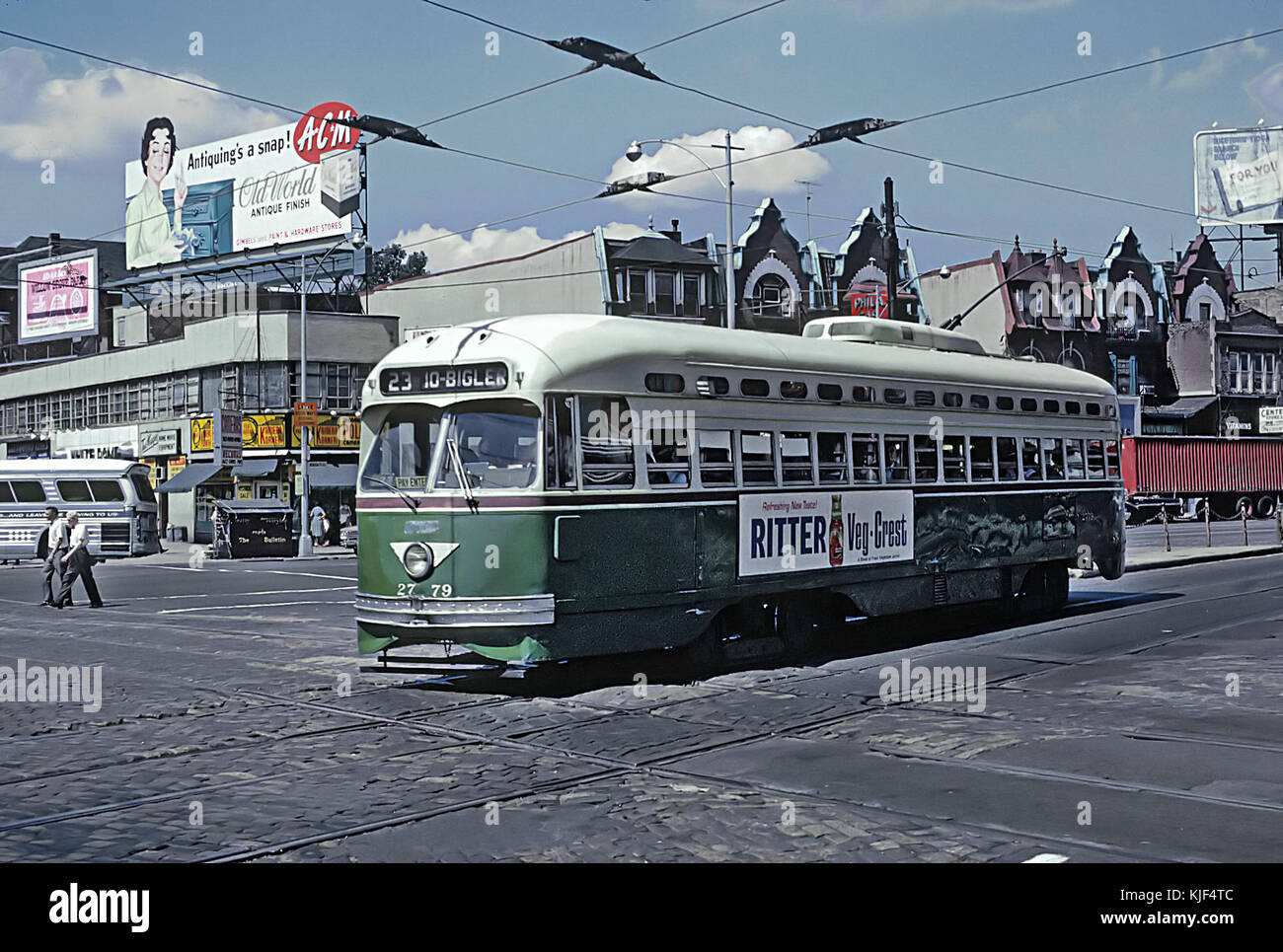 PTC 2779, a PCC, a 23 10 BIGGLER car on Germantown Ave. crossing Erie Ave. in Philadelphia. PA