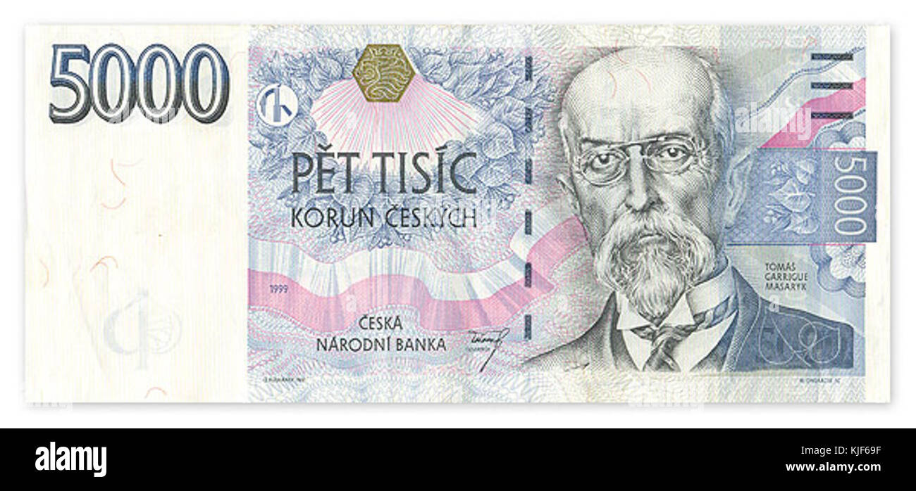 5 000 czk note 1999 Stock Photo