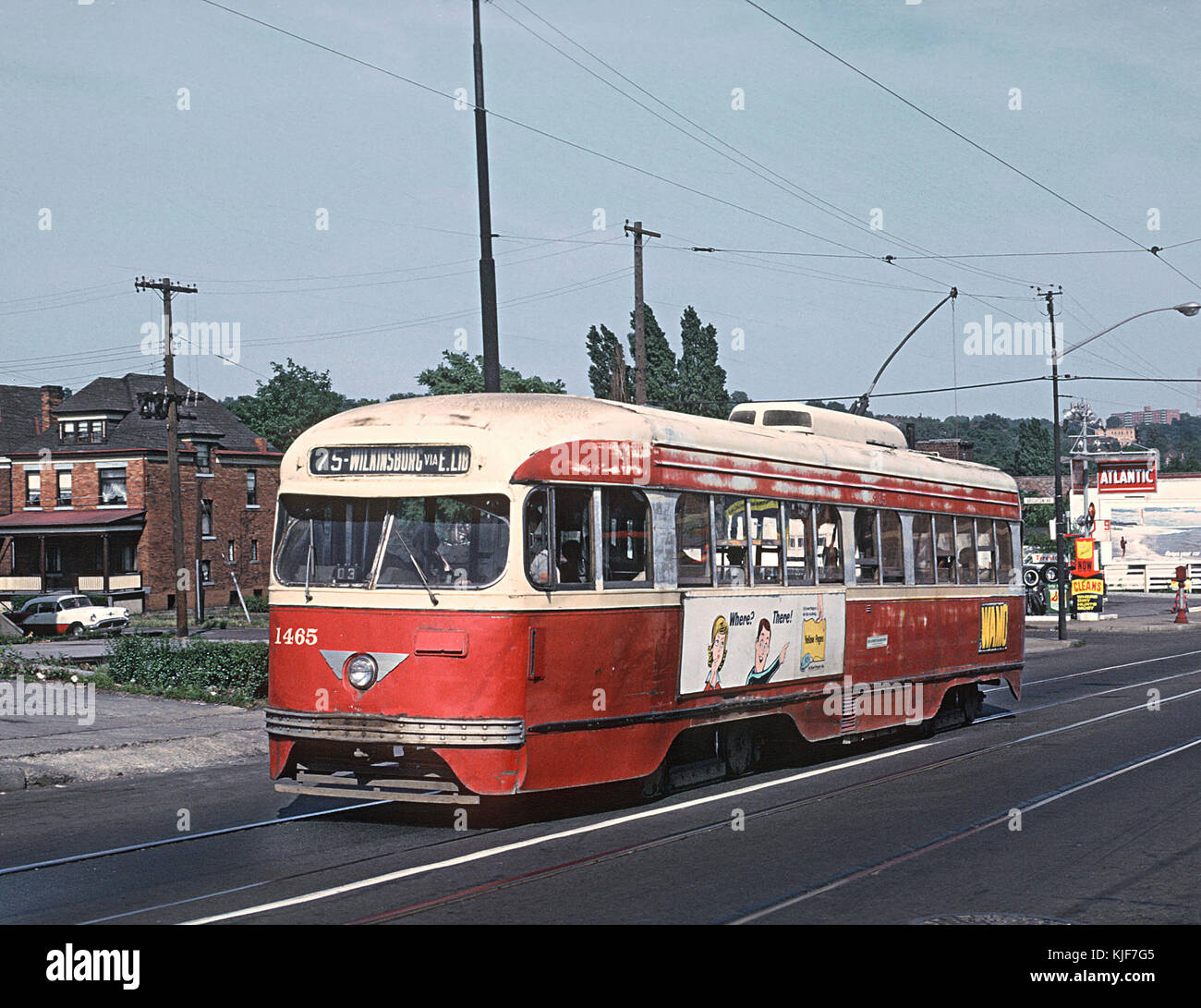 PAAC PCC 1465, a 75 WILKINSBURY VIA EAST LIBERTY car on Penn Ave. between End Ave and Brushton