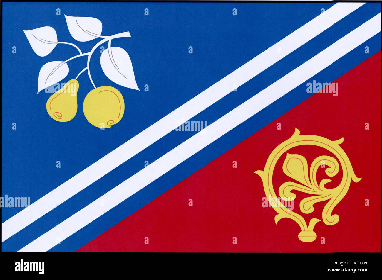 This image depicts the flag of Babice, a village in the Czech Republic, reflecting the village’s cultural identity and historical significance within the region. Stock Photo
