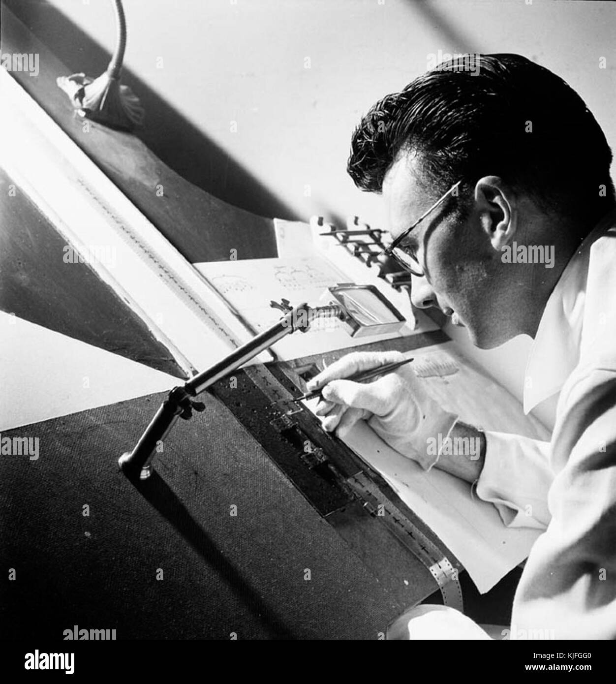 Norman McLaren drawing on film 1944 Stock Photo Alamy