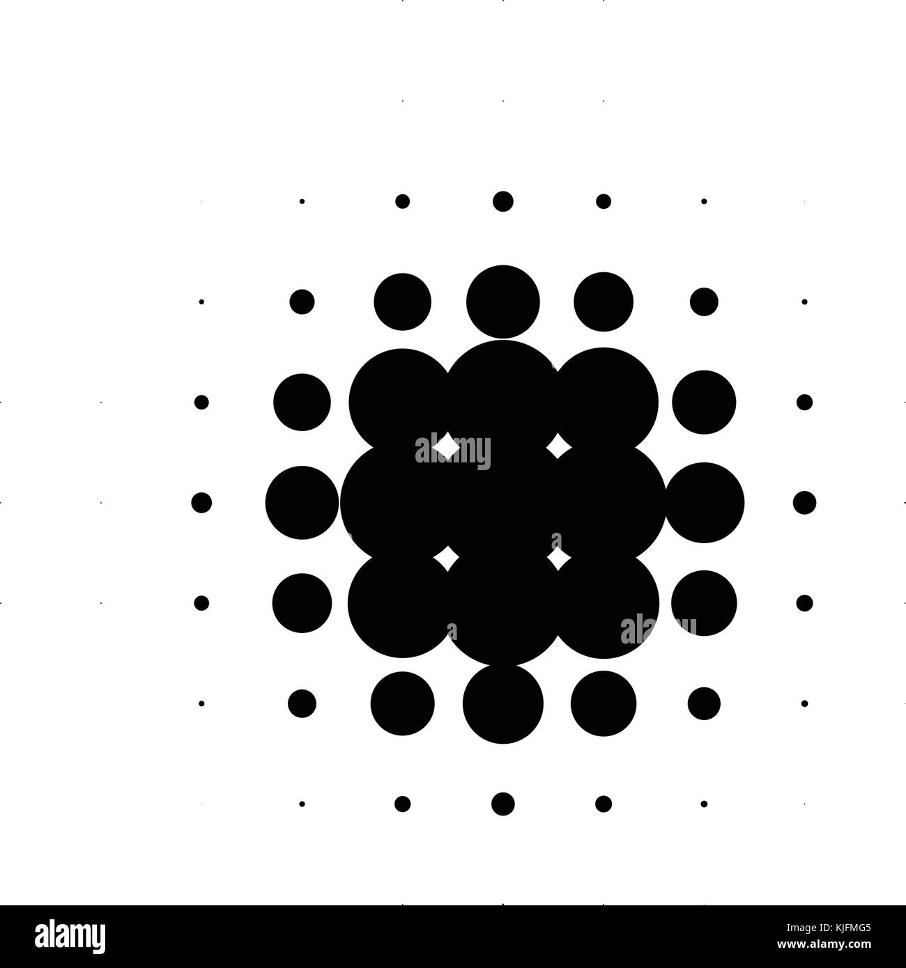 Isolated black color abstract round shape halftone dotted cartoon comics blot background, dots decorative elements vector illustration Stock Vector
