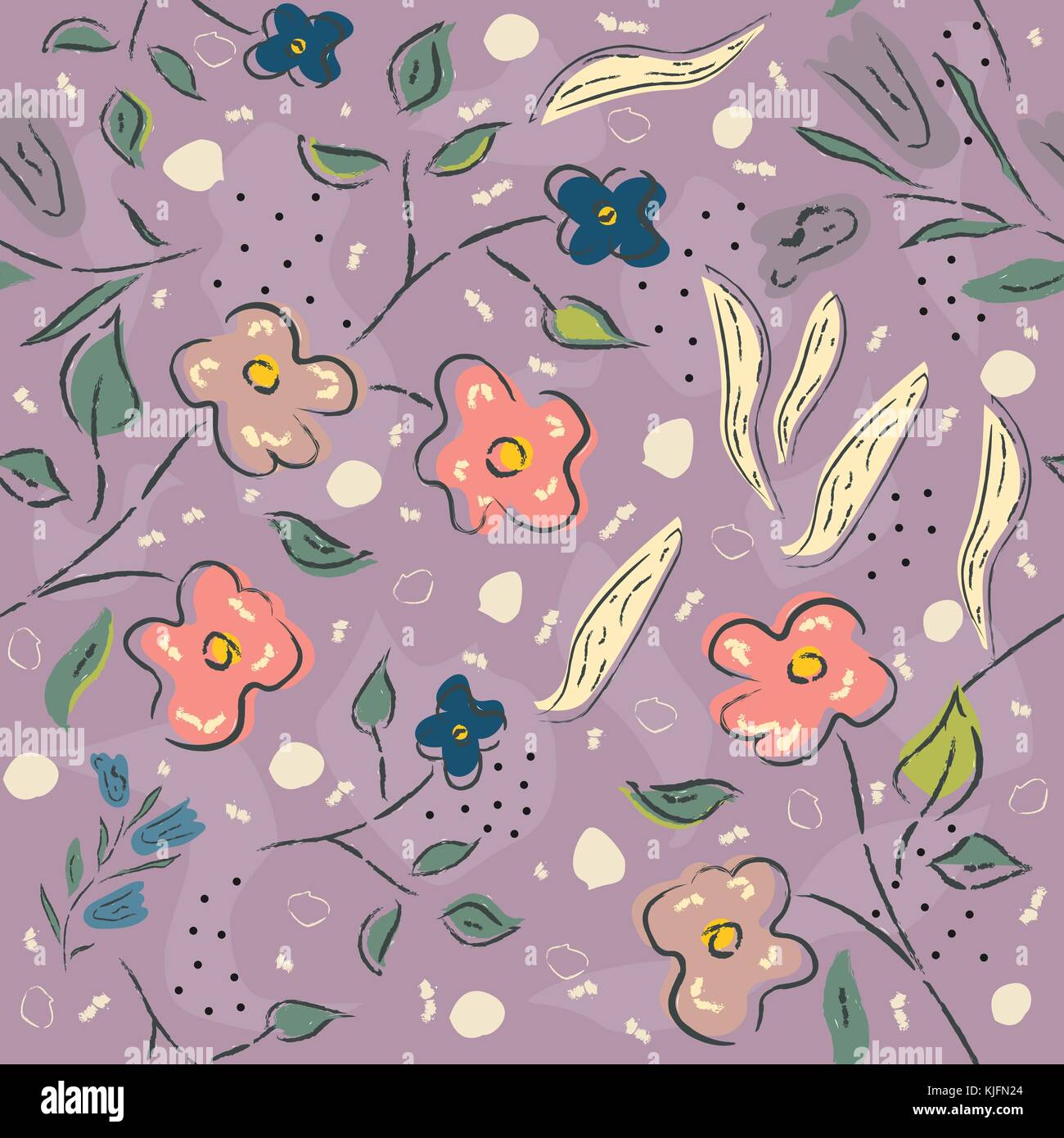 Floral Seamless Pattern. Hand Drawn. Vector Illustration Stock Vector ...