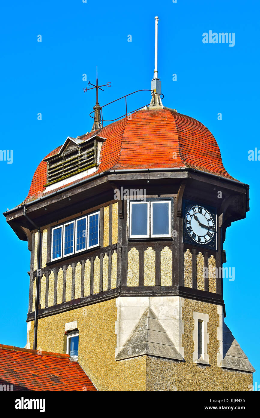 The pretty half-timbered clock tower which dominates the central ...