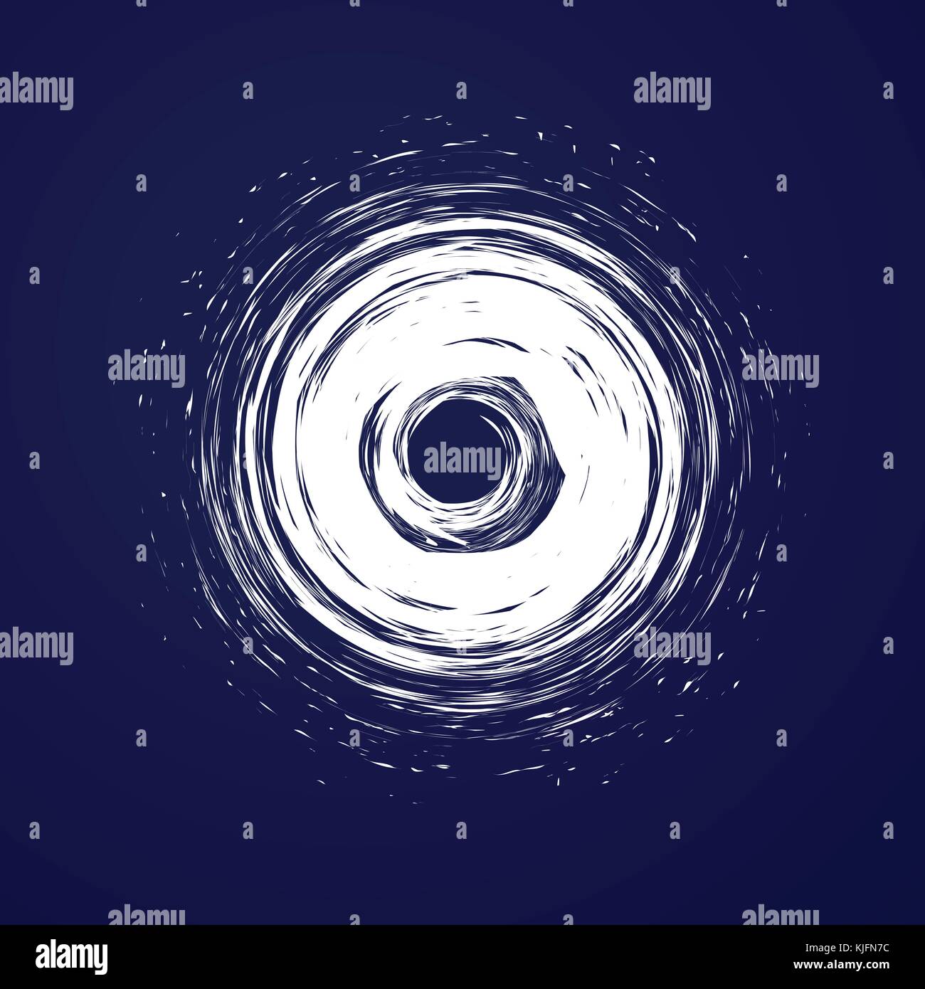 Huge hurricane, tornado, typhoon, white swirl clouds, twister on blue sea background top view. Danger cyclone vector illustration, web infographic. Stock Vector