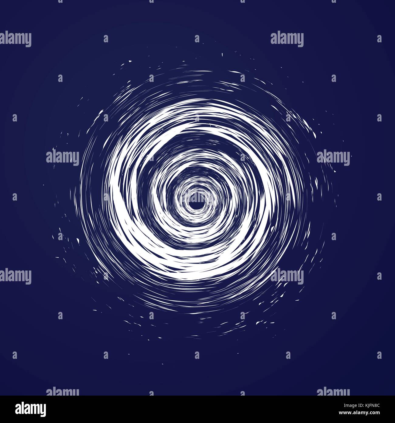Huge hurricane, tornado, typhoon, white swirl clouds, twister on blue sea background top view. Danger cyclone vector illustration, web infographic. Stock Vector