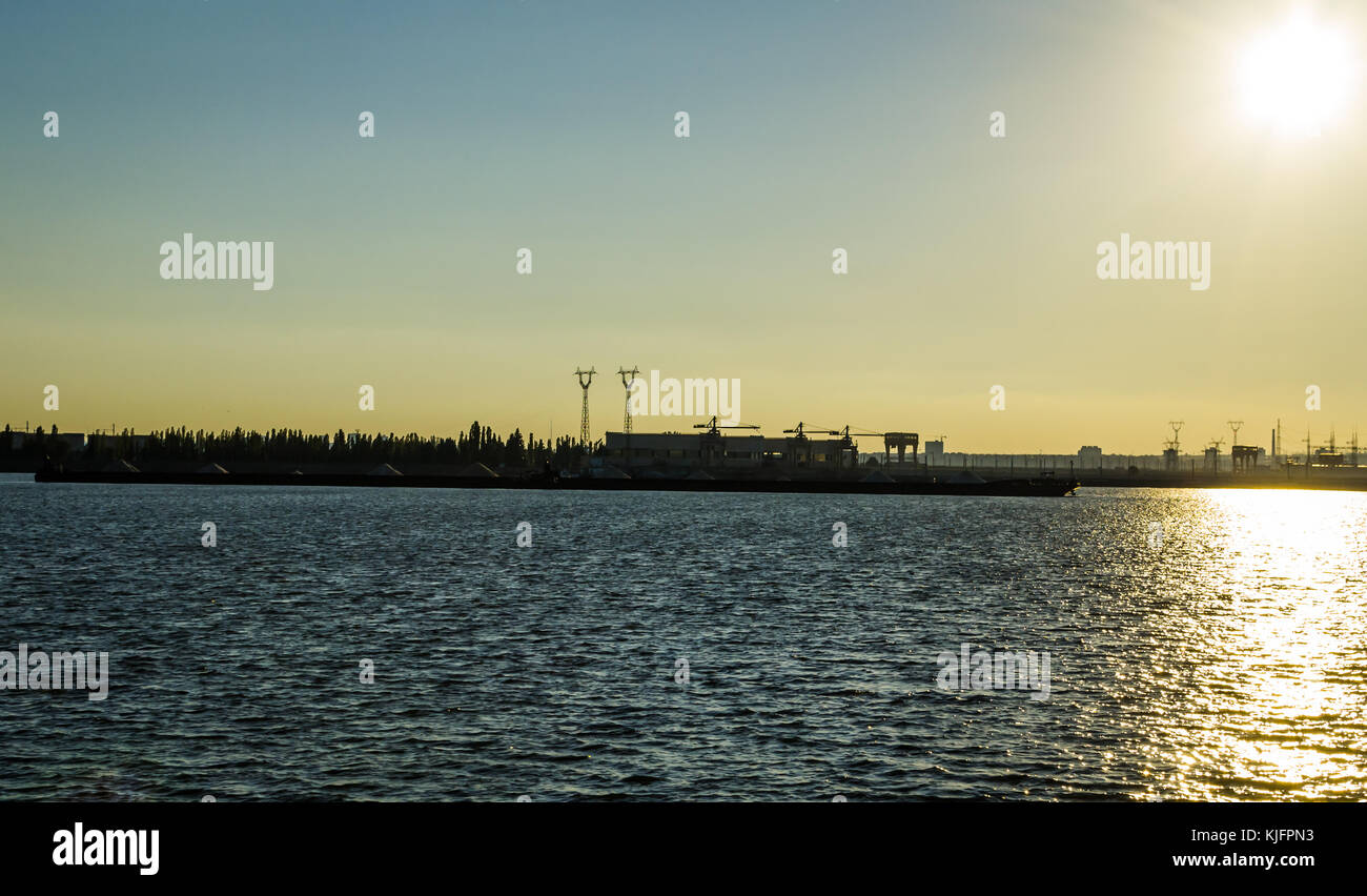 boats on the river sunset Stock Photo - Alamy