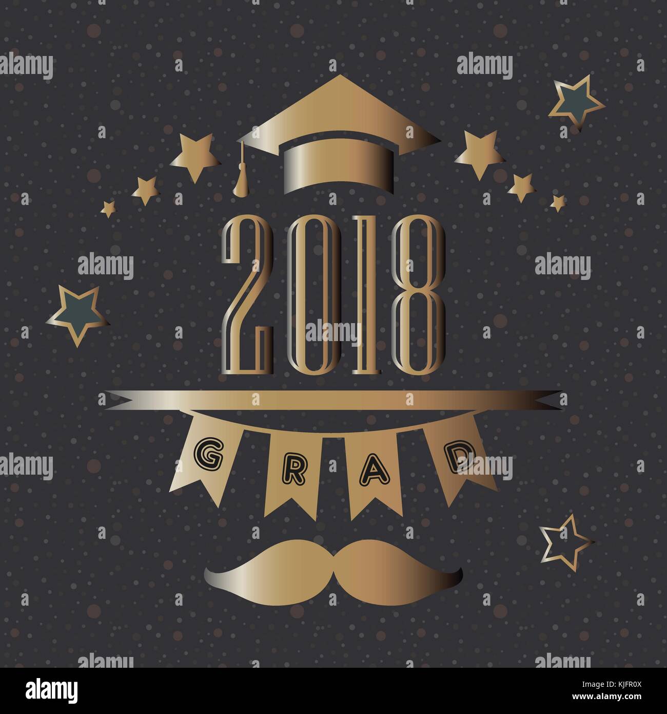Graduation Party Announcement With Golden Text And Elements