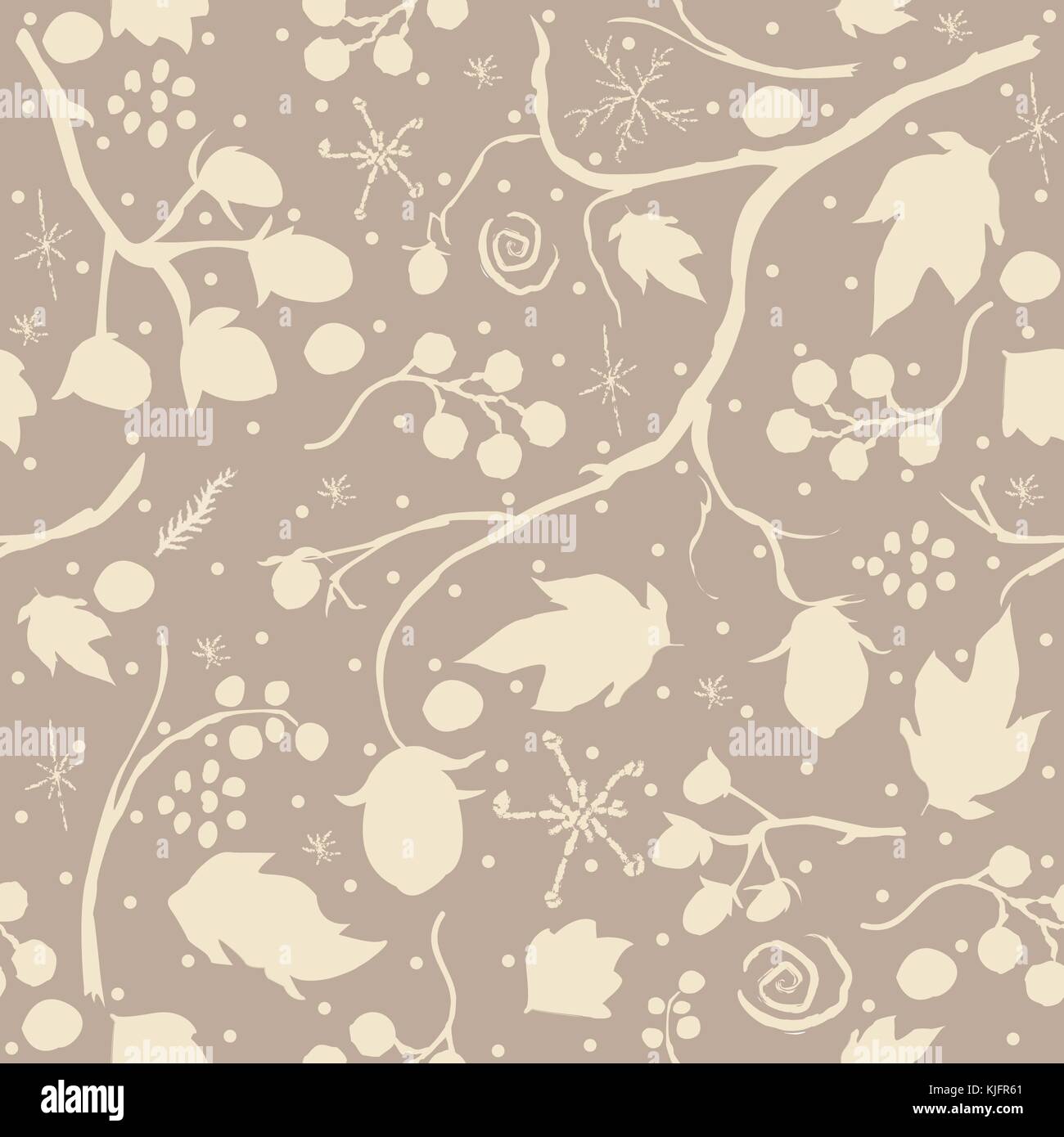 Hand Drawn Pattern with flowers, plants. Vector Illustration Stock ...