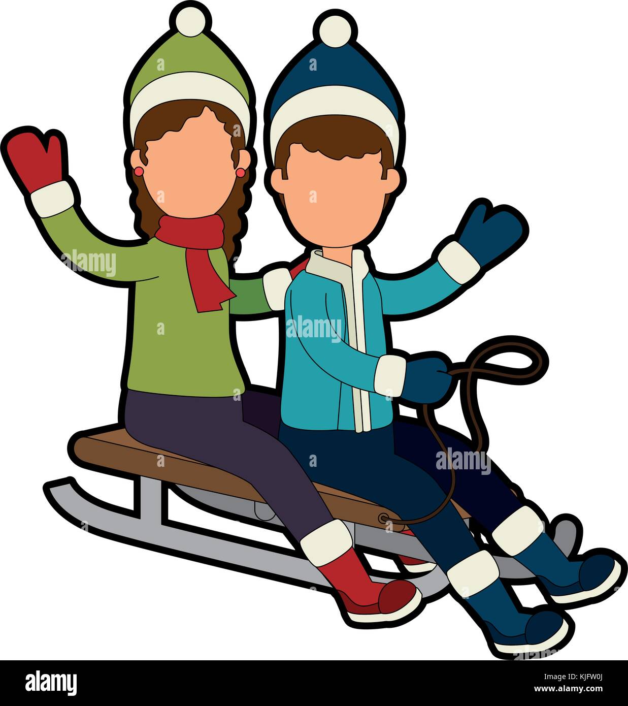 couple on snow sled vector illustration design Stock Vector Image & Art ...
