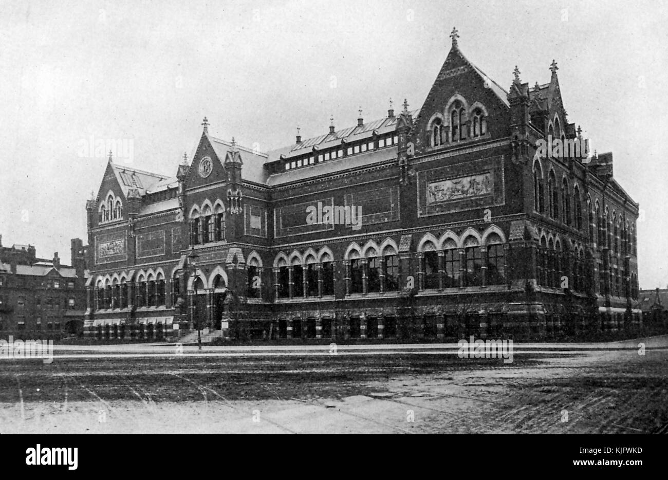Photograph of the original Museum of Fine Art, in Copley Square, founded in 1870 and opened in 1876, Boston, Massachusets, Boston, Massachusetts, 1913. Stock Photo