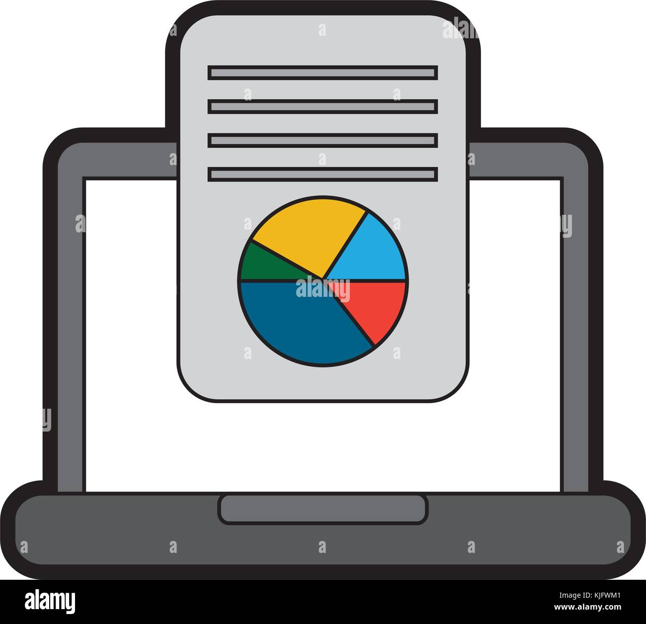 laptop computer screen document file graph diagram Stock Vector Image ...
