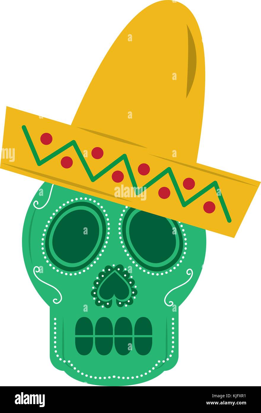 skull in hat day of the dead mexican celebration Stock Vector Image ...
