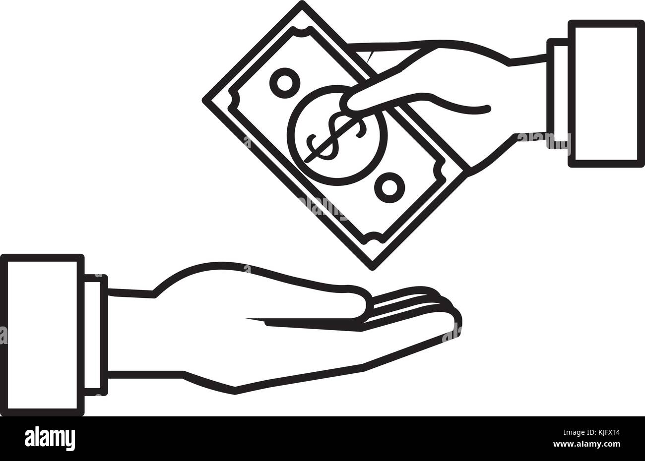 hands human with bill dollar money icon vector illustration design ...