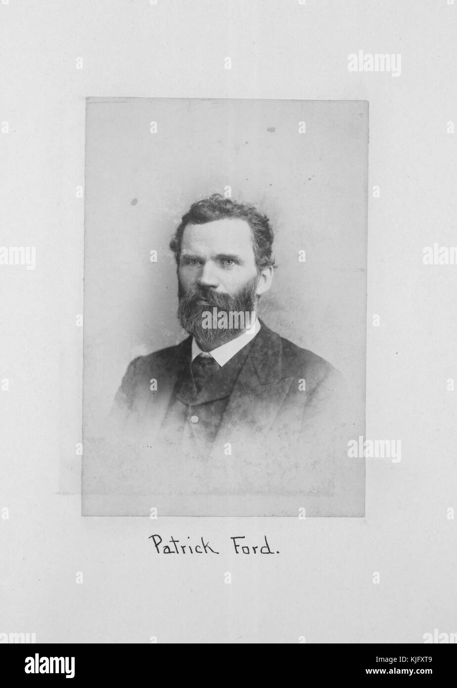 Portrait of Patrick Ford, an Irish-American journalist and Georgist land reformer who served in Union forces during the American Civil War, with his father and brother, he saw action in northern Virginia and fought at Fredericksburg, 1900. From the New York Public Library. Stock Photo