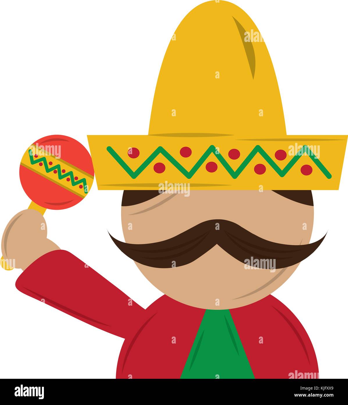 mexican man with maraca and hat traditional costume Stock Vector Image ...